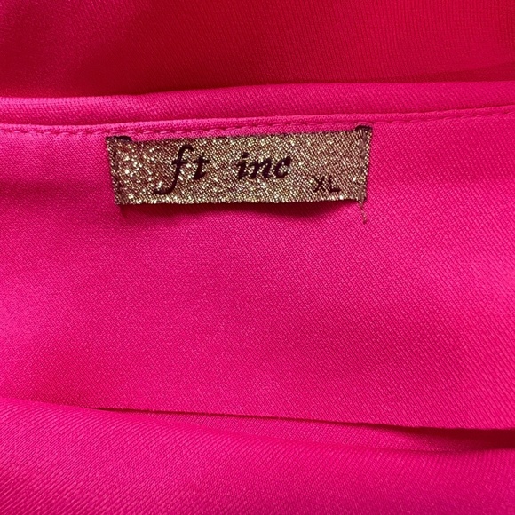 #A068  FT IN  Barbiecore  Pink One-Shoulder  Ruffle Top  New no Tag   XL - Picture 3 of 8